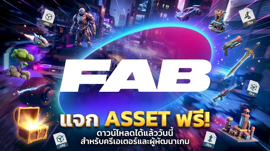 หน้ารวม Fab แจกฟรี Asset Free